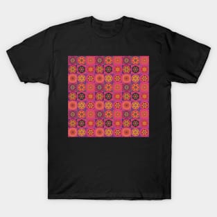 Patchwork of mandalas in red T-Shirt